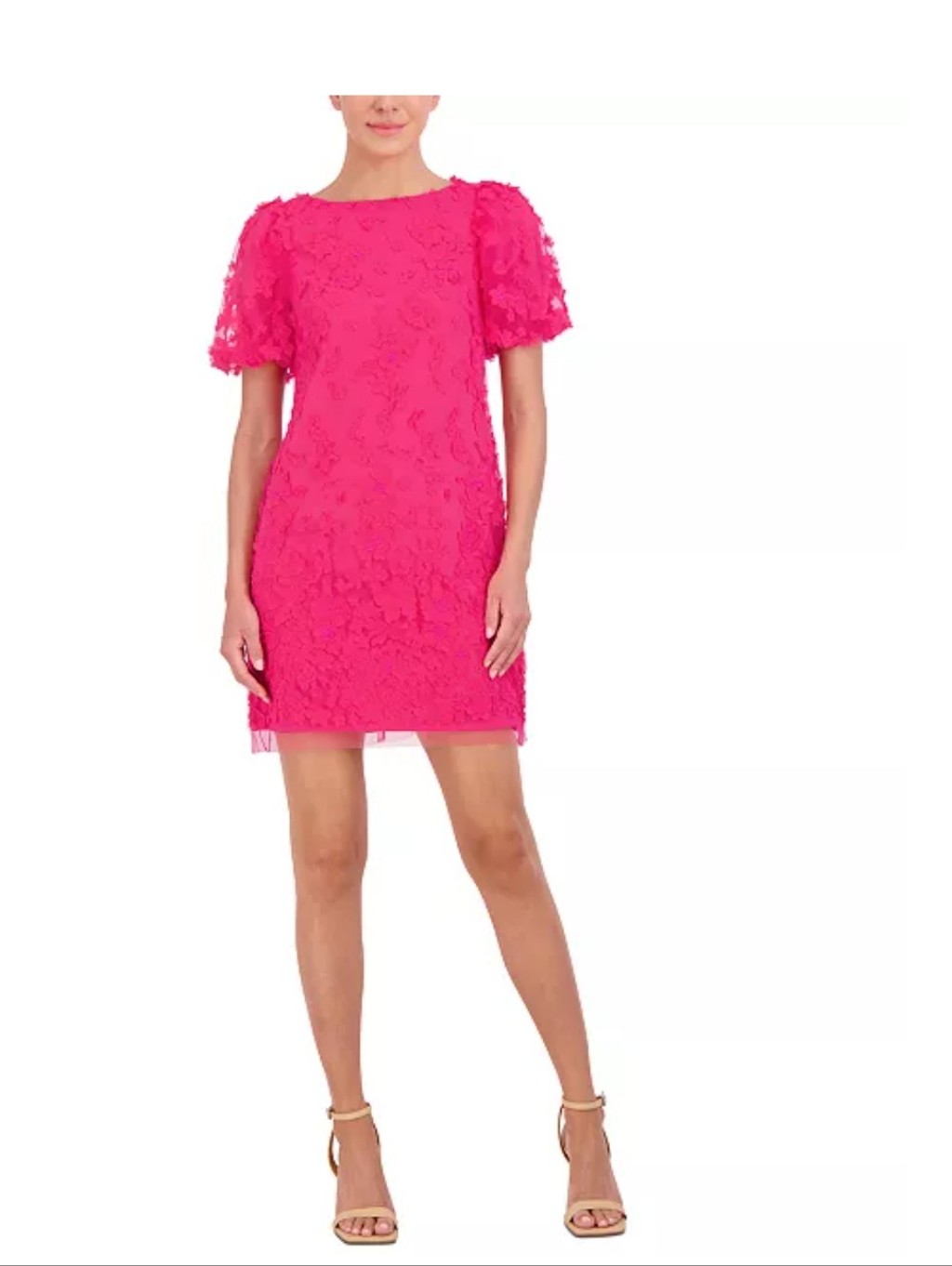Nwt Eliza J Floral Appliqu Sheath Dress Size 4 Pink Cocktail Wedding Guest $198